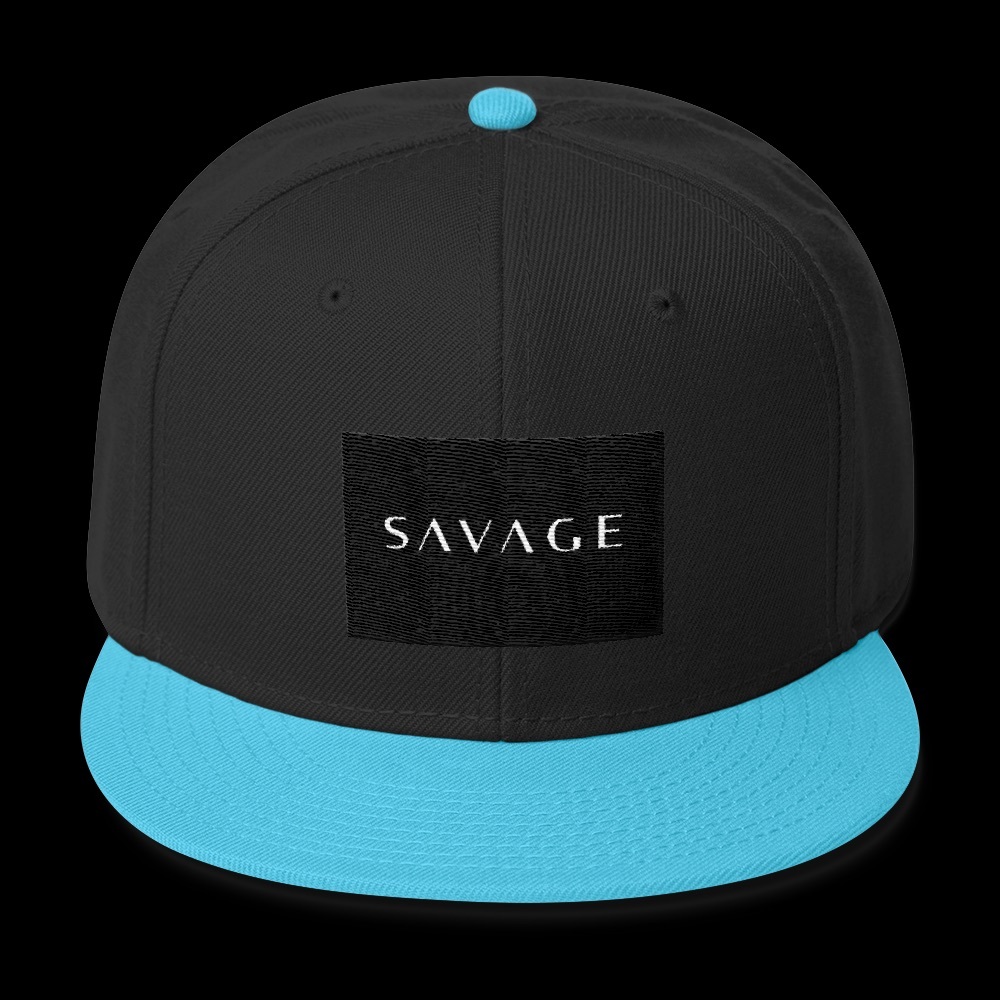 💲MENS SAVAGE BLACK & AQUA BRIM SNAPBACK HAT *NWT*